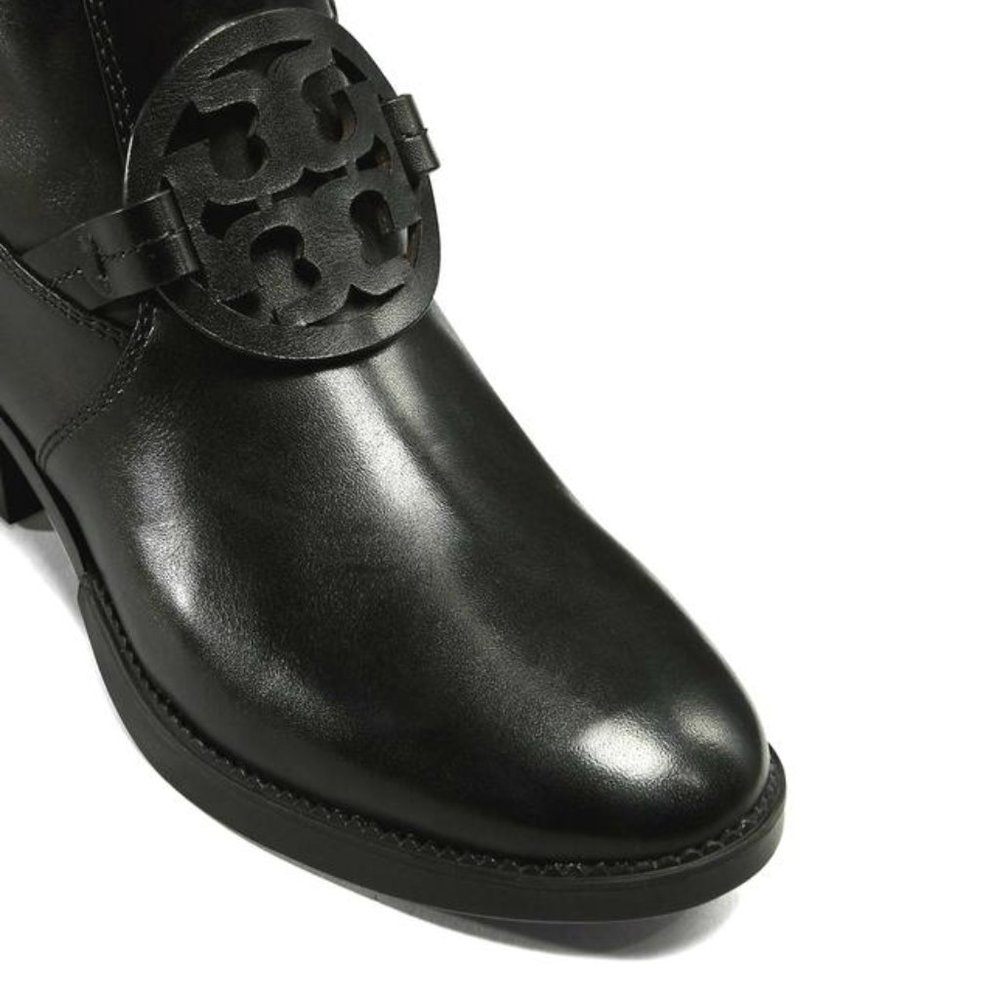 Black Leather Tory Burch Miller Pull-On Below The Knee Boots - Picture 4 of 10